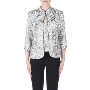 Joseph Ribkoff Floral Twin Set Style 183567 - Ivory/Silver, Size 6 NWT
